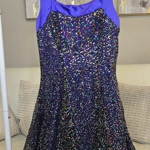 Rivars Girls 7-8 Sequin Party Dress Purple Black Multicolor Formal